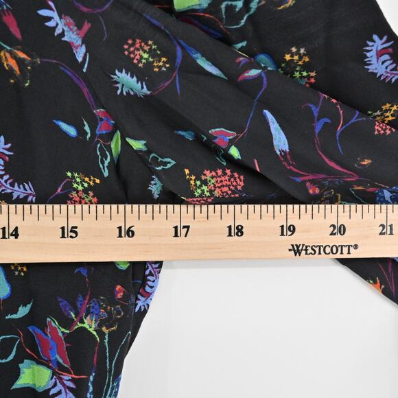 TANYA TAYLOR Dress Size 0 Clarisse Mini Black Floral Silk High Neck‎ Long Sleeve - Picture 13 of 15